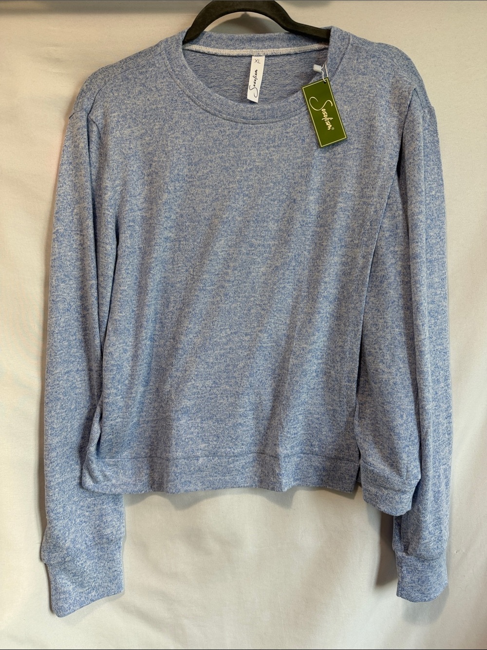 Light Blue Heather Long Sleeve Crewneck Nursing Top